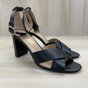 Ann Taylor Aliya Leather Block Heel Strap Sandal